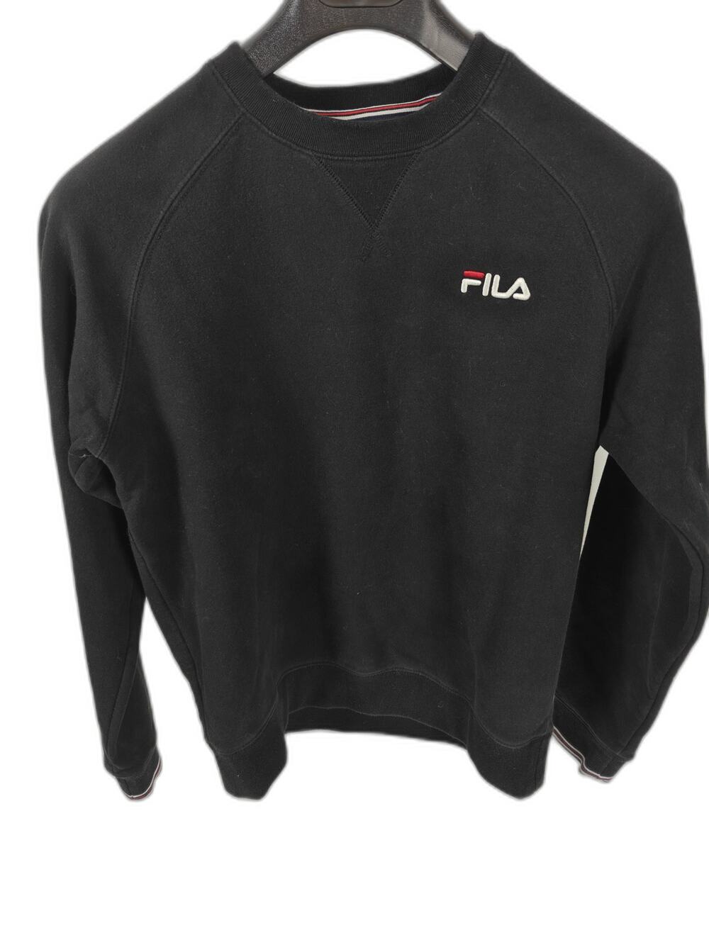 Mens FILA White Line Crewneck Sweatshirt Black Small